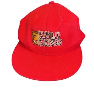 Wild Mike's Ultimate Pizza Hat Red 210 Fitted Embroidered Cap 6 7/8-7‎ 1/4